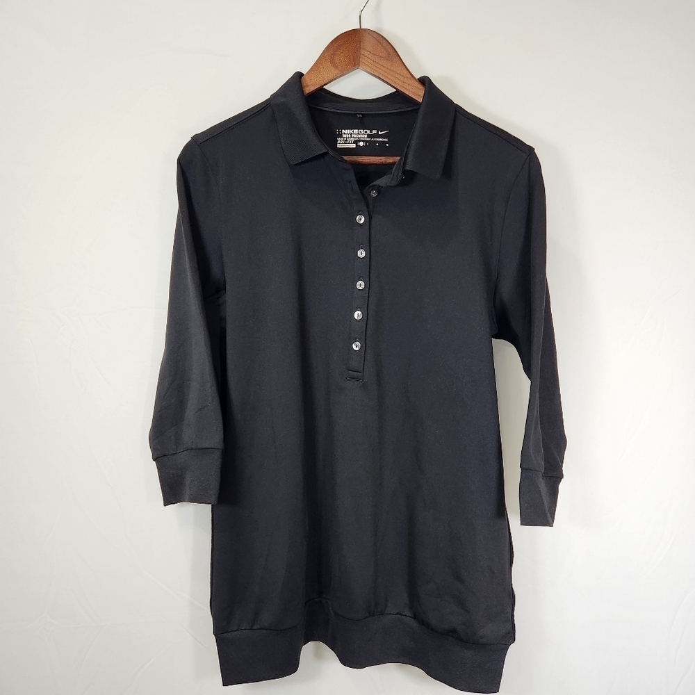 Black Women's 3/4 Sleeve Polo Tunic